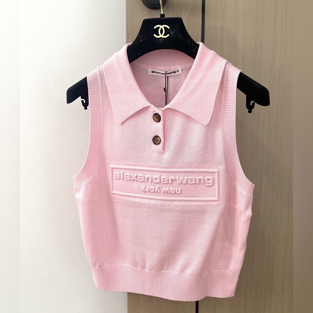 Alexander Wang Light Pink Collared Tank Top